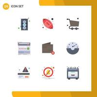 Flat Color Pack of 9 Universal Symbols of commerce studio shopping sound component Editable Vector Design Elements