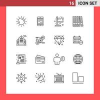 16 Universal Outlines Set for Web and Mobile Applications business folder digital file flag Editable Vector Design Elements