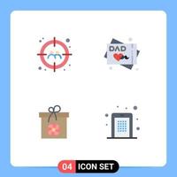 Set of 4 Commercial Flat Icons pack for man flower user wishes access Editable Vector Design Elements