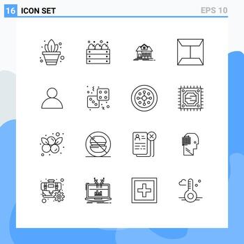Pictogram Set of 16 Simple Outlines of dice avatar house account mail Editable Vector Design Elements