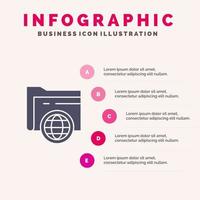 Folder Storage Fie Globe Infographics Presentation Template 5 Steps Presentation vector