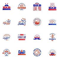 Happy fathers day 16 Blue and red Typography set Vector typography Vintage lettering for greeting cards banners tshirt design You are the best dad Editable Vector Design Elements