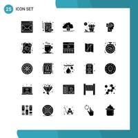 Pack of 25 Modern Solid Glyphs Signs and Symbols for Web Print Media such as knowledge living view home data Editable Vector Design Elements