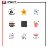 Set of 9 Modern UI Icons Symbols Signs for layout candle share cake online Editable Vector Design Elements