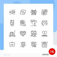 Modern Set of 16 Outlines and symbols such as sign board board designer fast biscuit Editable Vector Design Elements