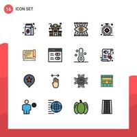 Modern Set of 16 Flat Color Filled Lines and symbols such as communication technology watch display safari Editable Creative Vector Design Elements