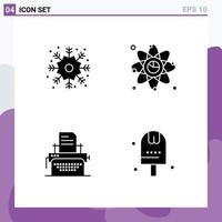 Pack of 4 creative Solid Glyphs of christmas fax atom link machine Editable Vector Design Elements