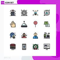 Modern Set of 16 Flat Color Filled Lines and symbols such as link person nuclear human direction Editable Creative Vector Design Elements