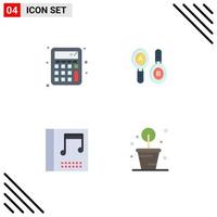 Mobile Interface Flat Icon Set of 4 Pictograms of back to school music research computing plant Editable Vector Design Elements