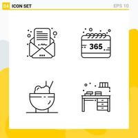 Collection of 4 Universal Line Icons. Icon Set for Web and Mobile. vector