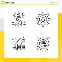 Collection of 4 Universal Line Icons Icon Set for Web and Mobile vector