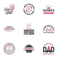 Set of Happy Fathers day elements 9 Black and Pink Vector illustration Editable Vector Design Elements