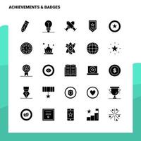 25 Achievements  Badges Icon set Solid Glyph Icon Vector Illustration Template For Web and Mobile Ideas for business company