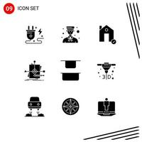 User Interface Pack of 9 Basic Solid Glyphs of pattern business professional algorithm estate Editable Vector Design Elements