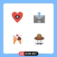 Modern Set of 4 Flat Icons and symbols such as eye love e outline sweet Editable Vector Design Elements