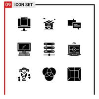 9 Universal Solid Glyphs Set for Web and Mobile Applications computing imac real estate device computer Editable Vector Design Elements