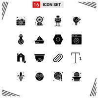 16 iconos creativos signos y símbolos modernos de bacterias ojo tecnología de proceso autónomo elementos de diseño vectorial editables vector