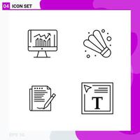 Line Icon set Pack of 4 Outline Icons isolated on White Background for Web Print and Mobile vector