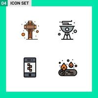 Modern Set of 4 Filledline Flat Colors and symbols such as cross application saint food smartphone Editable Vector Design Elements