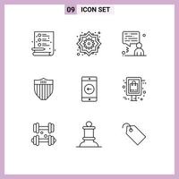 9 Thematic Vector Outlines and Editable Symbols of left mobile chat application seurity Editable Vector Design Elements