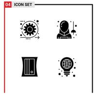 Universal Icon Symbols Group of 4 Modern Solid Glyphs of agile sport sprint avatar sharpener Editable Vector Design Elements