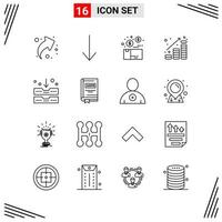 16 Icons Line Style Grid Based Creative Outline Symbols for Website Design Simple Line Icon Signs Isolated on White Background 16 Icon Set vector