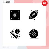 Pictogram Set of 4 Simple Solid Glyphs of instagram information dad football backetball Editable Vector Design Elements