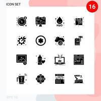 16 Universal Solid Glyphs Set for Web and Mobile Applications gear invite law female card Editable Vector Design Elements