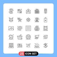 paquete de iconos de vector de stock de 25 signos y símbolos de línea para elementos de diseño de vector editables de vegetales de control de mensaje remoto de conejito