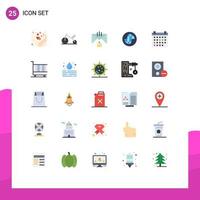 25 Universal Flat Color Signs Symbols of date internet communication globe earth Editable Vector Design Elements