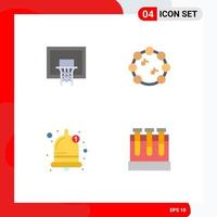 Pack of 4 creative Flat Icons of basket bell pole note lab Editable Vector Design Elements