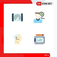 Modern Set of 4 Flat Icons and symbols such as interaction experience interface male mind Editable Vector Design Elements