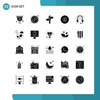 Group of 25 Solid Glyphs Signs and Symbols for customer system direction multimedia bluetooth Editable Vector Design Elements