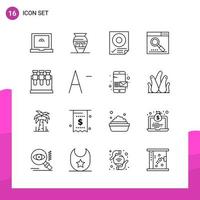 Outline Icon set Pack of 16 Line Icons isolated on White Background for responsive Website Design Print and Mobile Applications vector