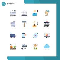 Set of 16 Modern UI Icons Symbols Signs for devices thinking edit idea creative Editable Pack of Creative Vector Design Elements