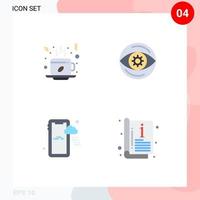 Modern Set of 4 Flat Icons Pictograph of winter mobile drink eye weather Editable Vector Design Elements