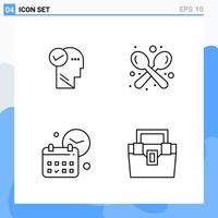 Modern 4 Line style icons Outline Symbols for general use Creative Line Icon Sign Isolated on White Background 4 Icons Pack vector