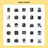 Solid 25 Online Learning Icon set Vector Glyph Style Design Black Icons Set Web and Mobile Business ideas design Vector Illustration