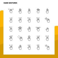 conjunto de iconos de línea de gestos de mano conjunto de 25 iconos diseño de estilo minimalista vectorial conjunto de iconos negros paquete de pictogramas lineales vector