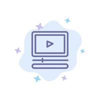 Video Player Audio Mp3 Mp4 Blue Icon on Abstract Cloud Background vector