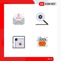 4 Thematic Vector Flat Icons and Editable Symbols of discount play control air hockey date Editable Vector Design Elements