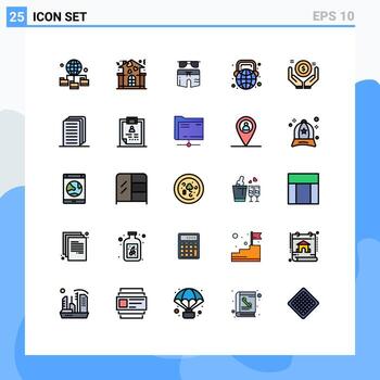 Modern Set of 25 Filled line Flat Colors and symbols such as headphone learning swimsuite globe trouser Editable Vector Design Elements