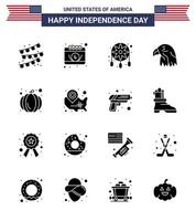 16 iconos creativos de ee.uu. signos de independencia modernos y símbolos del 4 de julio del festival de ee.uu. decoración americana pájaro de ee.uu. elementos de diseño vectorial editables del día de ee.uu. vector