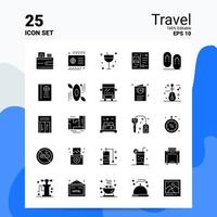 25 conjunto de iconos de viaje 100 archivos editables eps 10 ideas de concepto de logotipo de empresa diseño de icono de glifo sólido vector