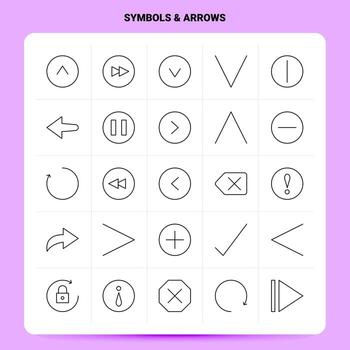 OutLine 25 Symbols Arrows Icon set Vector Line Style Design Black Icons Set Linear pictogram pack Web and Mobile Business ideas design Vector Illustration