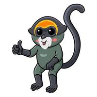 Cute de brazza's monkey cartoon giving thumb up vector