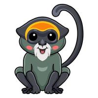 Cute de brazza's monkey cartoon sitting vector
