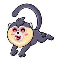 Cute little snub nosed monkey cartoon running vector