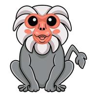 Cute little hamadryad monkey cartoon sitting vector