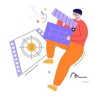 ilustración plana premium del director de cine vector